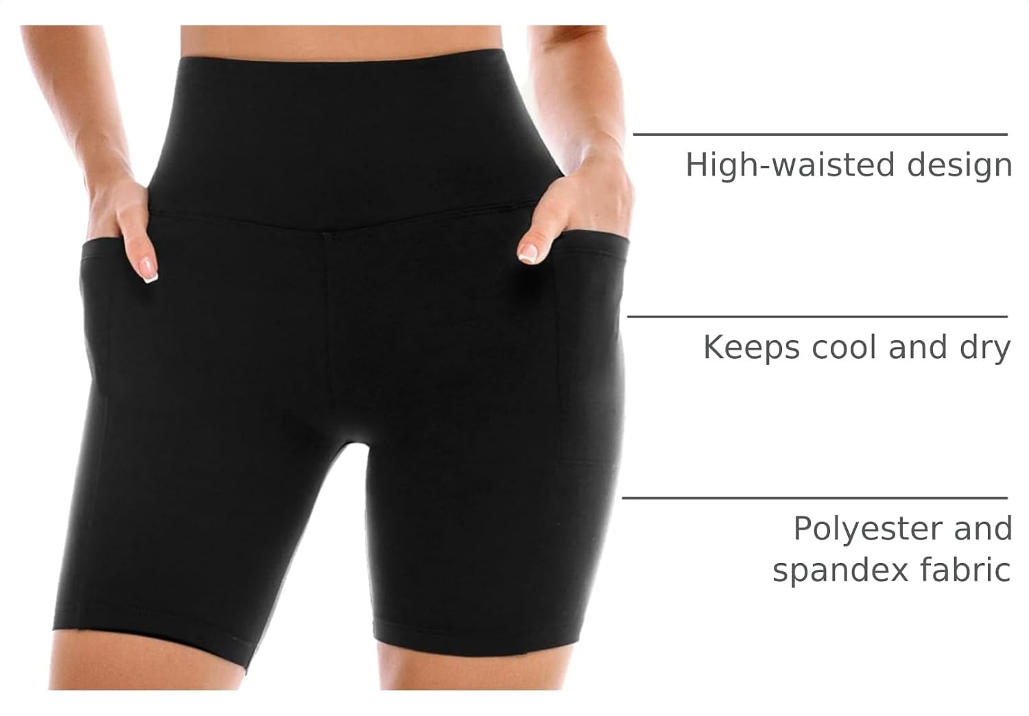 Leafigure 2 Pack Womens Biker Shorts with Pockets, High Waisted Tummy Control Yoga Shorts for Women Running Gym and Workout - Image 4