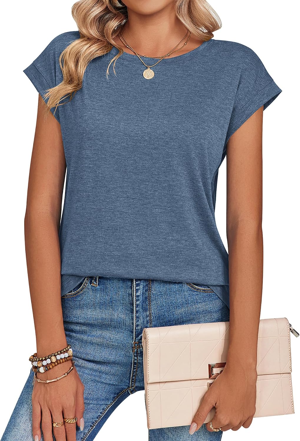 Zeagoo Womens Tops Summer Casual Cap Sleeve Tshirts Shirts Business Dressy Spring Fashion Outfits Trendy Clothes - Image 6