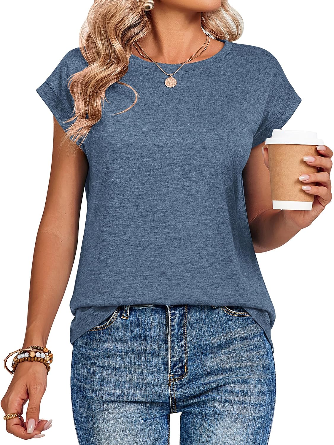 Zeagoo Womens Tops Summer Casual Cap Sleeve Tshirts Shirts Business Dressy Spring Fashion Outfits Trendy Clothes - Image 5