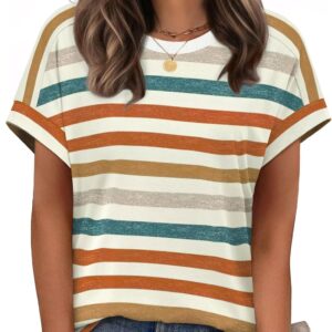 WIHOLL Womens Tops Short Sleeve Shirts Summer Outfits 2026 Spring Dressy Casual Clothes Clothing